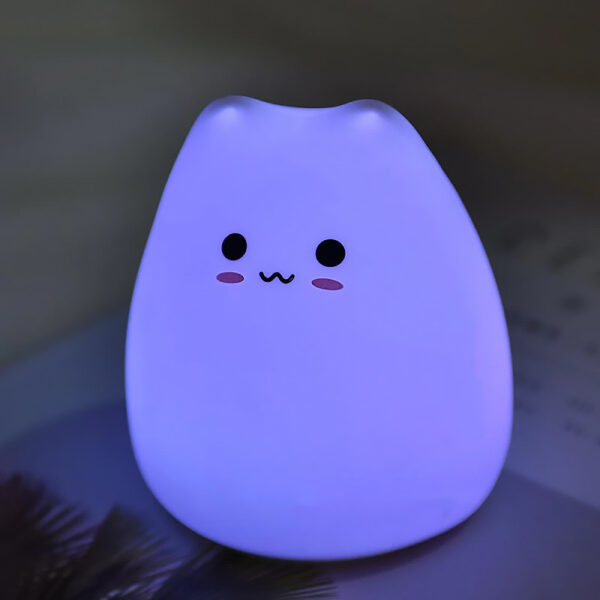 Lampada da notte a forma di gattino con luce colorata di blu