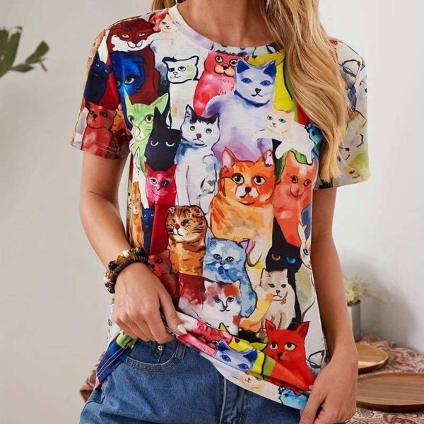 Maglietta t-shirt mix di gatti colorati