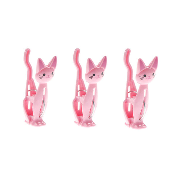 Mollette a forma di gattino rosa, 3 pezzi