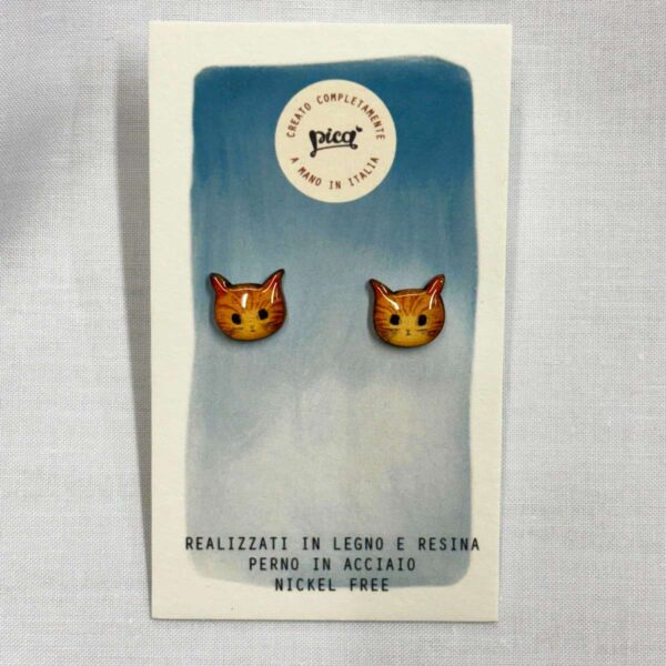 Orecchini a lobo musetti di gattini rossi smaltati