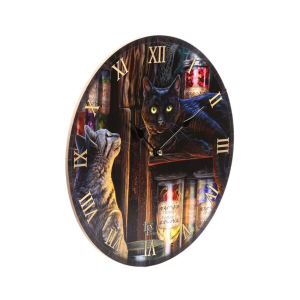 Orologio da muro gatto nero alchimista Lisa Parker, lato