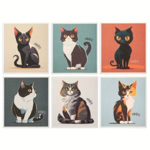 Panni spugna quadrati con illustrazioni di gatti