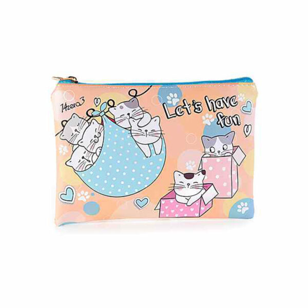 Pochette in similpelle colorate con gatti, arancione