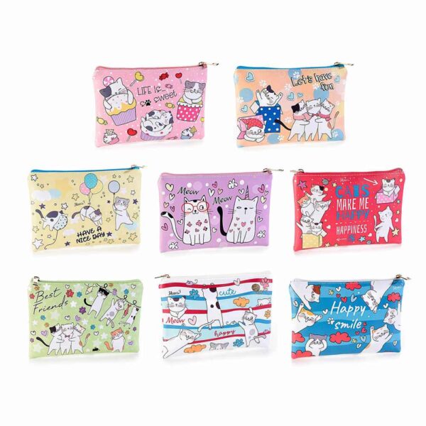 Pochette in similpelle colorate con gatti, retro