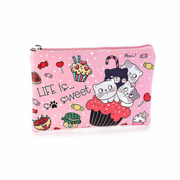 Pochette in similpelle colorate con gatti, rosa