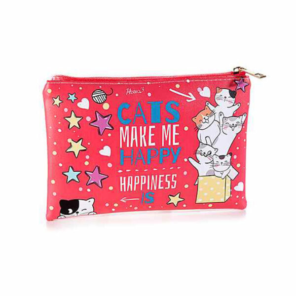 Pochette in similpelle colorate con gatti, rossa