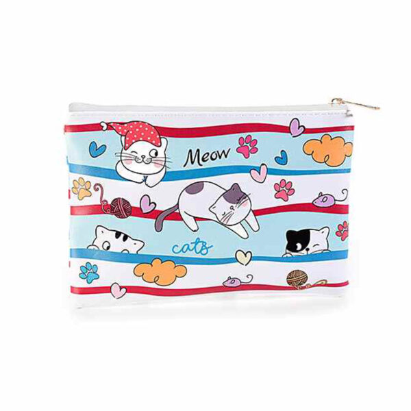 Pochette in similpelle colorate con gatti, a strisce