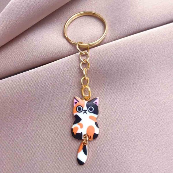 Portachiavi gattino pezzato con coda pendente