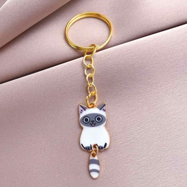 Portachiavi gattino siamese con coda pendente