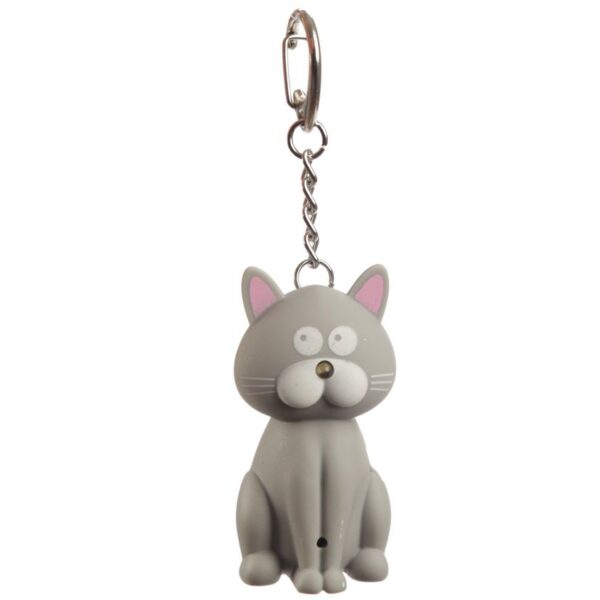 Portachiavi sonoro e luminoso a forma di gattino, grigio