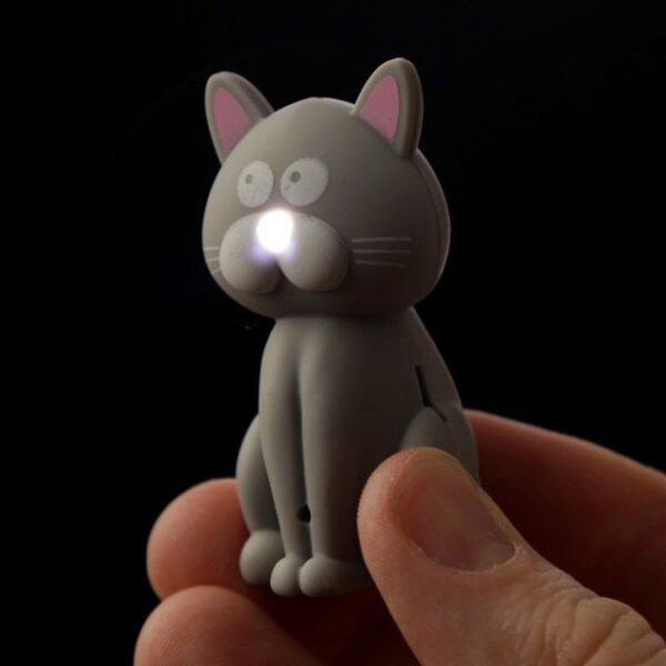 Portachiavi sonoro e luminoso a forma di gattino, grigio acceso