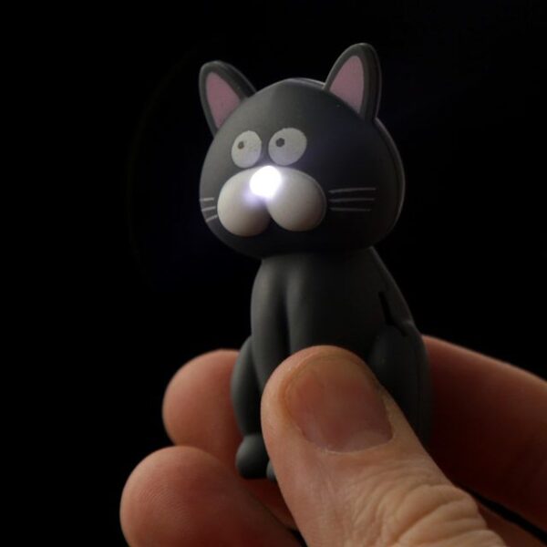 Portachiavi sonoro e luminoso a forma di gattino, nero acceso