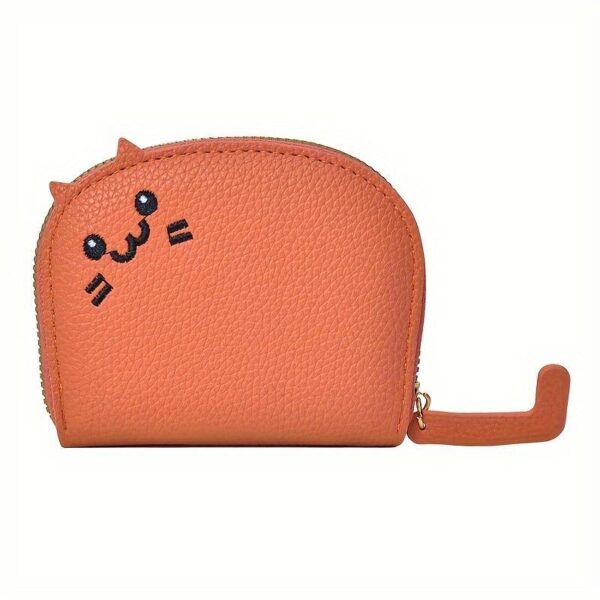 Portafogli in similpelle gattino felice con codina, arancio