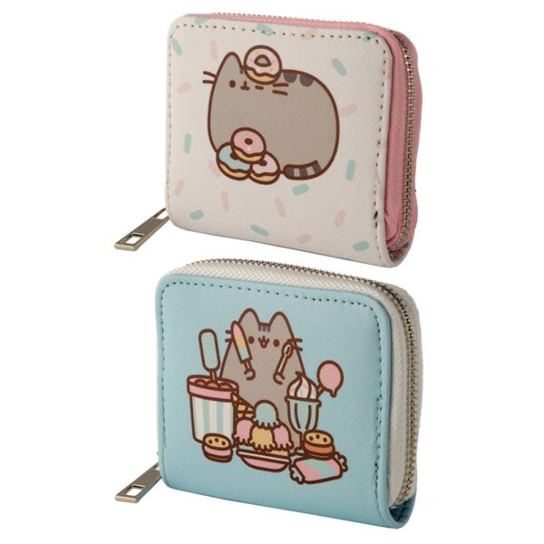 Portafoglio a zip colorato con gattina Pusheen