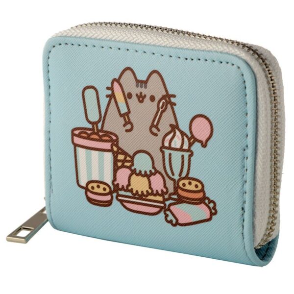 Portafoglio a zip colorato con gattina Pusheen azzurro