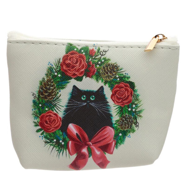 Portamonete natalizio gatto con ghirlanda Kim Haskins bianco