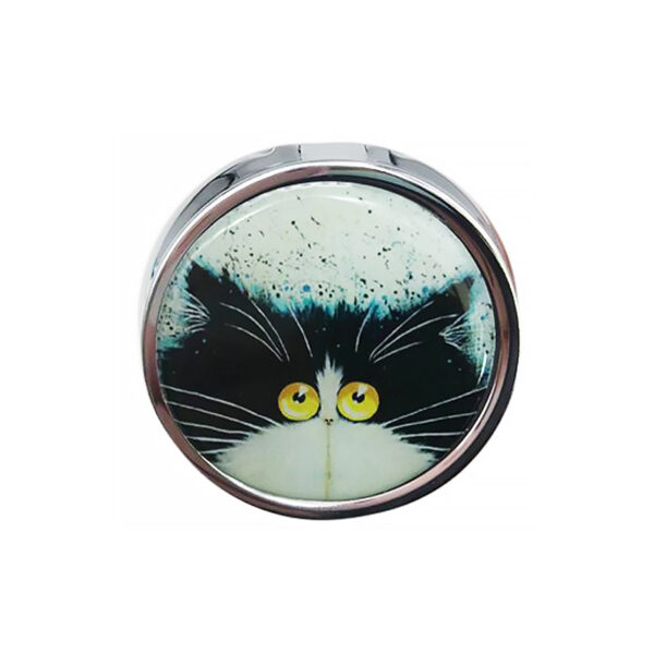Portapillole con gatti pazzi di Kim Haskins, gatto bianco e nero