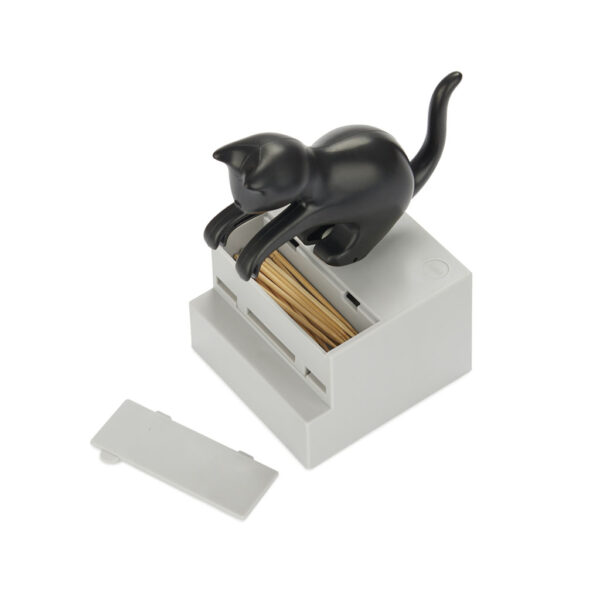 Portastuzzicadenti gattino nero curioso, aperto
