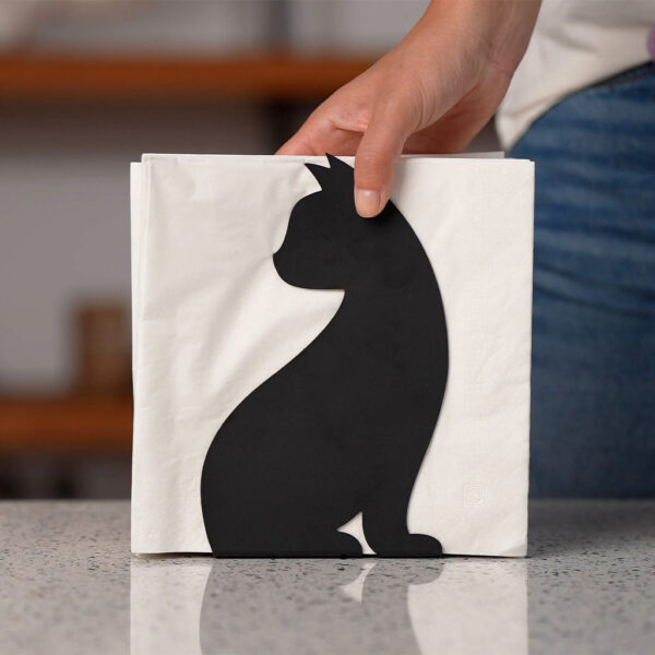 Portatovaglioli silhouette di gatto, ambientato
