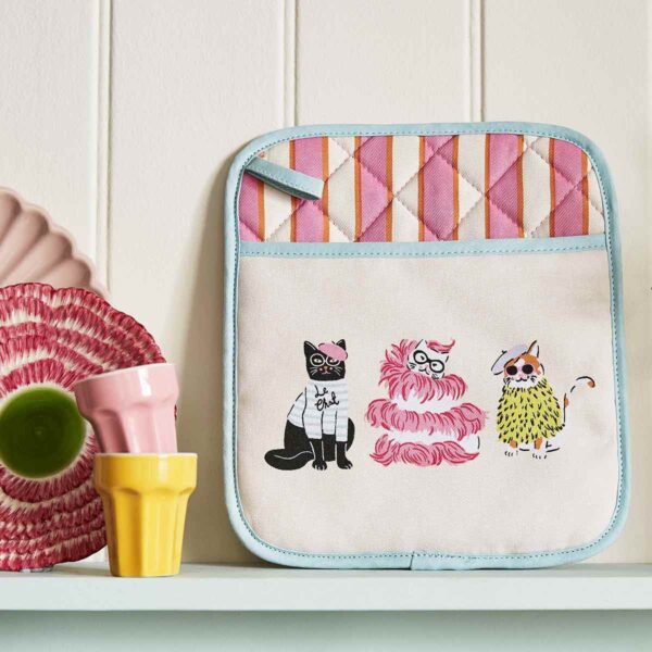 Presina quadrata in cotone con gatti alla moda, ambientato