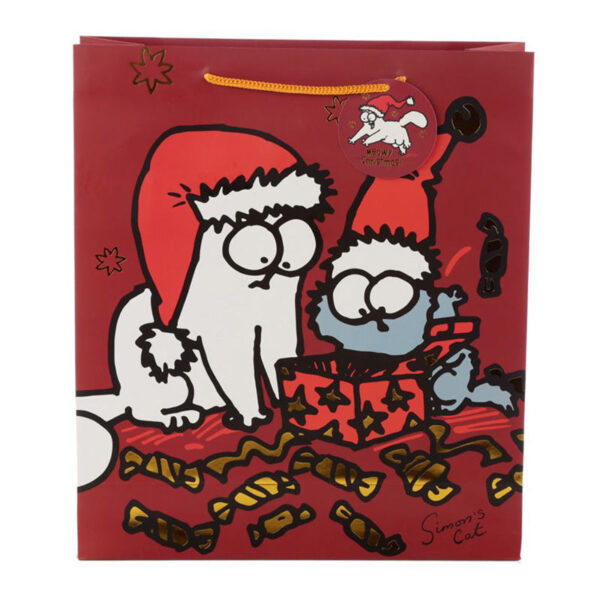 Sacchetto natalizio gatto Simon's Cat regalo di Natale, fronte