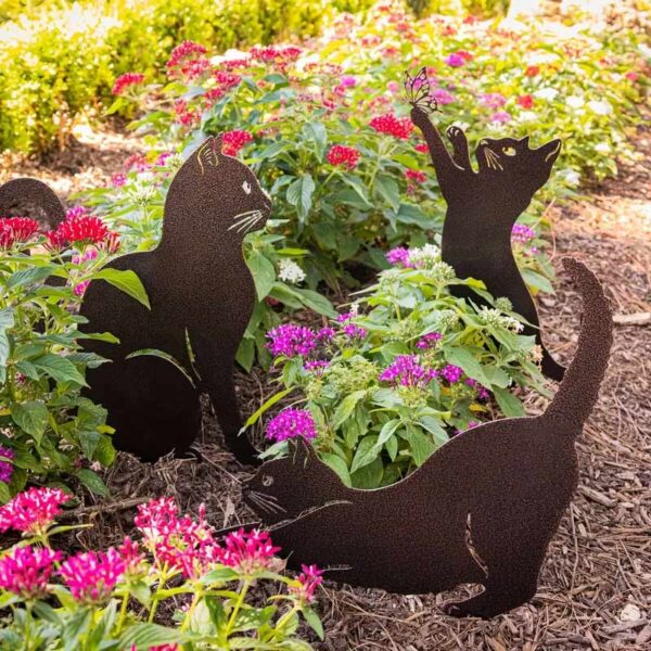 Sagome in metallo da giardino a forma di gatto