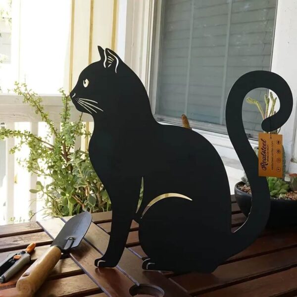 Sagome in metallo da giardino a forma di gatto, seduto