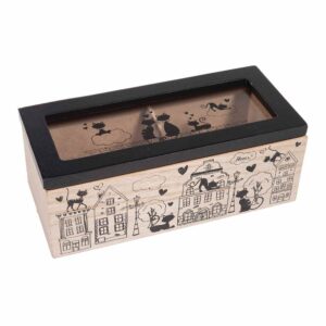 Scatola in legno per tè e spezie gatti in città