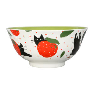 Scodella in porcellana gatti neri con frutta rossa