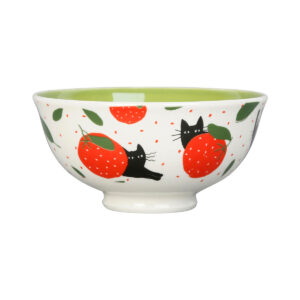Scodellina in porcellana gatto nero con frutta rossa