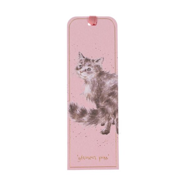 Segnalibro rosa con gattina