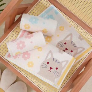 Set 2 asciugamani con gatti e fiorellini