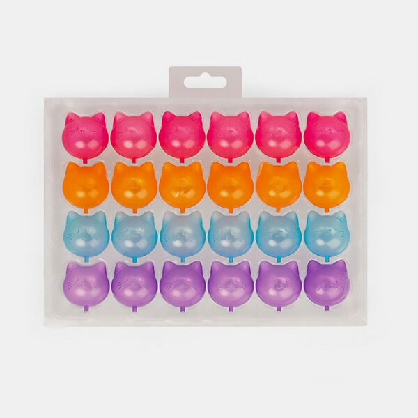 Set di 24 Cubetti di ghiaccio riutilizzabili musetti di gatti, confezione