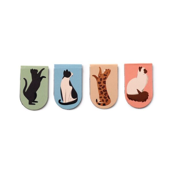 Set di 4 segnalibri magnetici colorati con gattini, 02