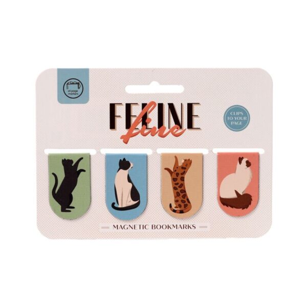 Set di 4 segnalibri magnetici colorati con gattini, confezione