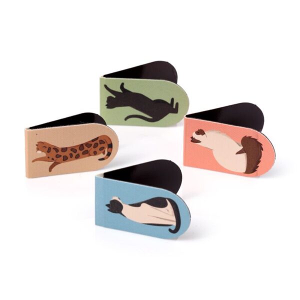 Set di 4 segnalibri magnetici colorati con gattini, dettaglio