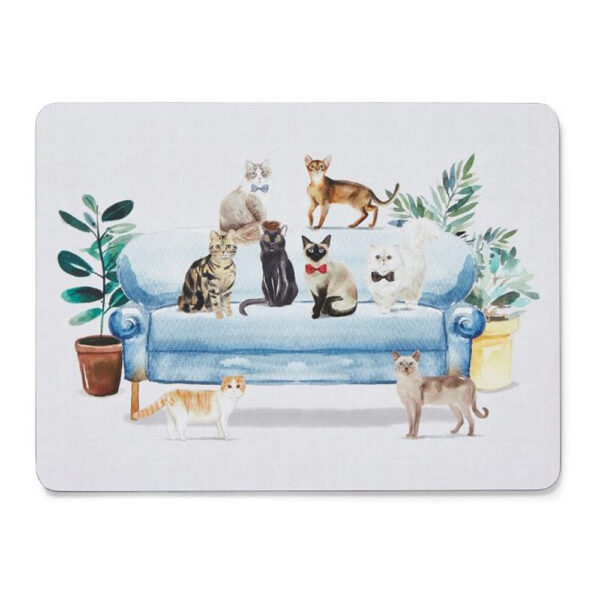 Set di 4 tovagliette con gatti sul divano