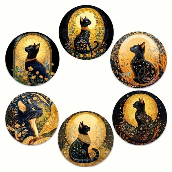 Set 6 sottobicchieri gatti neri in stile Liberty