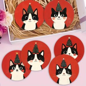 Set 6 sottobicchieri con gattini natalizi