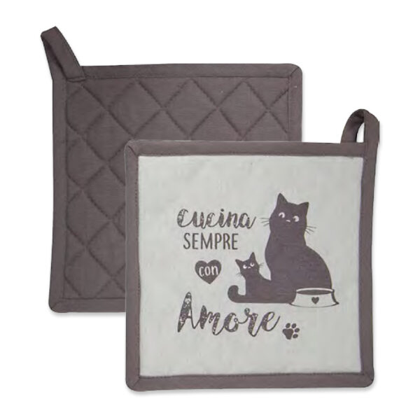 Set di due presine con mamma gatta e gattino