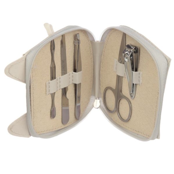 Set manicure a forma di gatto bianco aperto