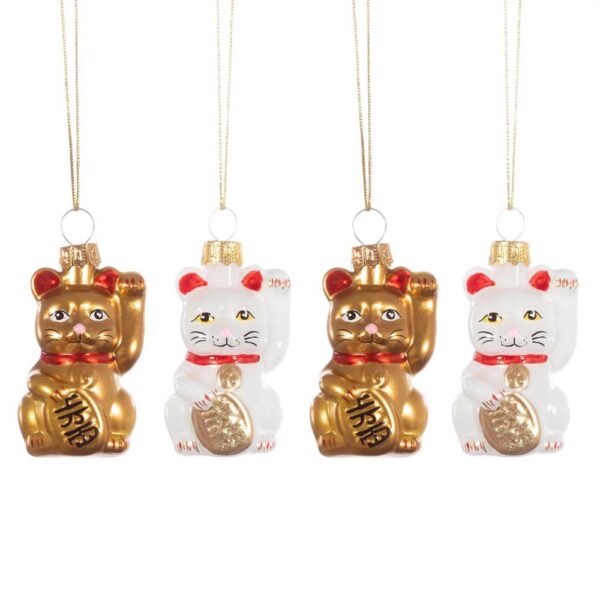 Set quattro decorazioni natalizie gatti Maneki