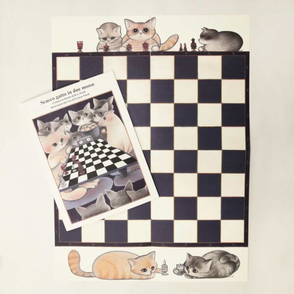 Set di scacchi di carta della Gatteria di Evelyne Nicod "Scacco Gatto"