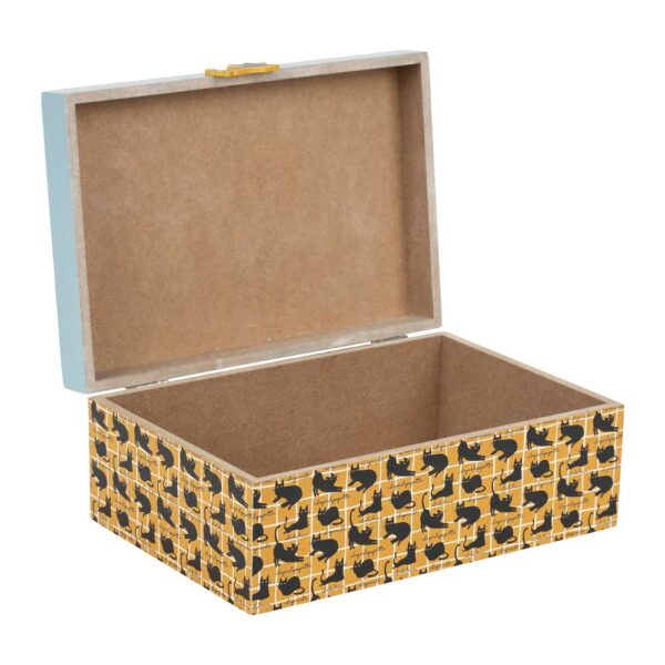 Set scatole di legno con gattini neri, aperta