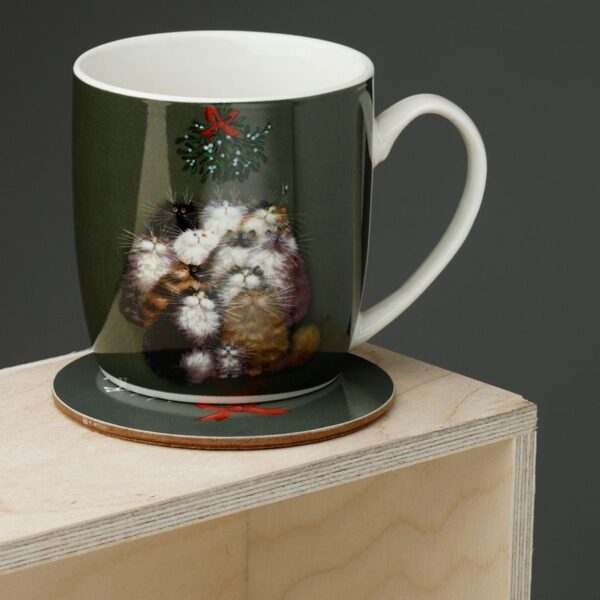 Set tazza e sottotazza gattini natalizi Kim Haskins