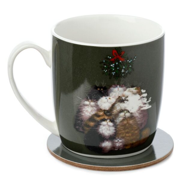 Set tazza e sottotazza gattini natalizi Kim Haskins, retro
