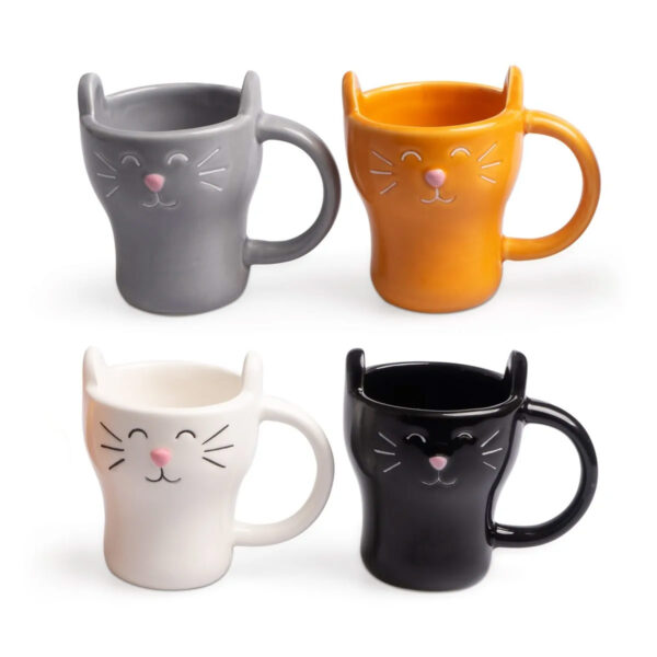 Set tazzine da caffè espresso a forma di musetti di gatto colorati
