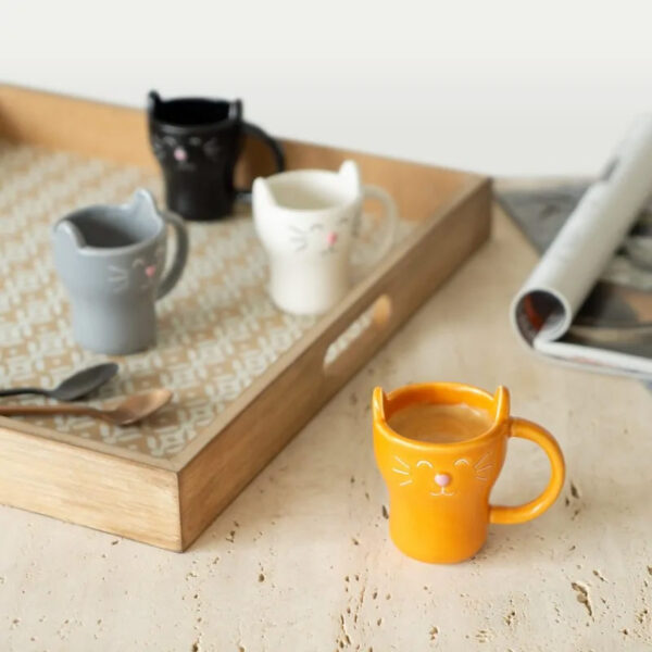 Set tazzine da caffè espresso a forma di musetti di gatto colorati