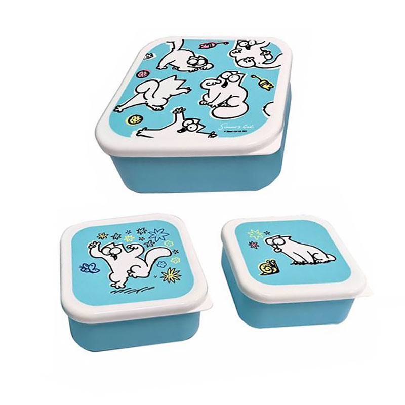 Set tre contenitori per alimenti azzurri gatto Simon's Cat – Lo