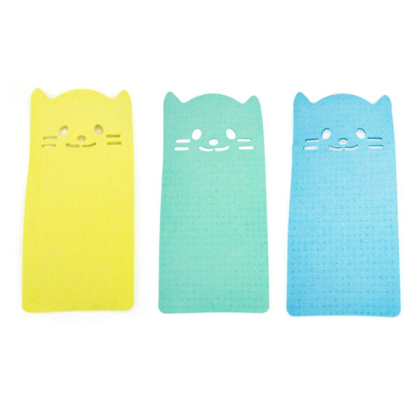 Set di tre panni spugna a forma di gatto